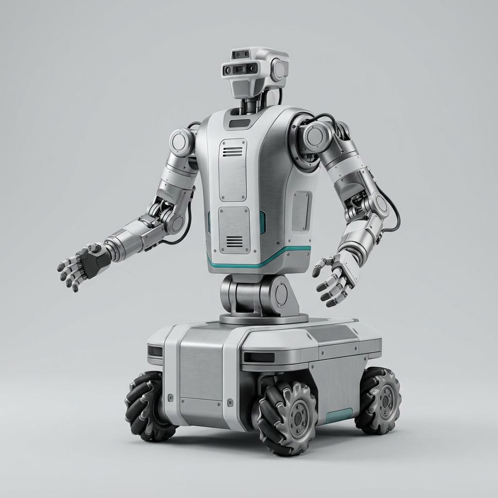 Renderizado de producto ilustrativo de Manipulador humanoide sobre ruedas