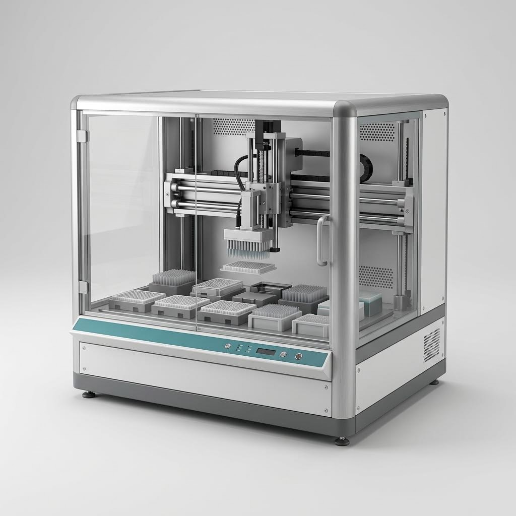 Illustratives Produkt-Rendering von Automatisierte Liquid-Handling-Workstation