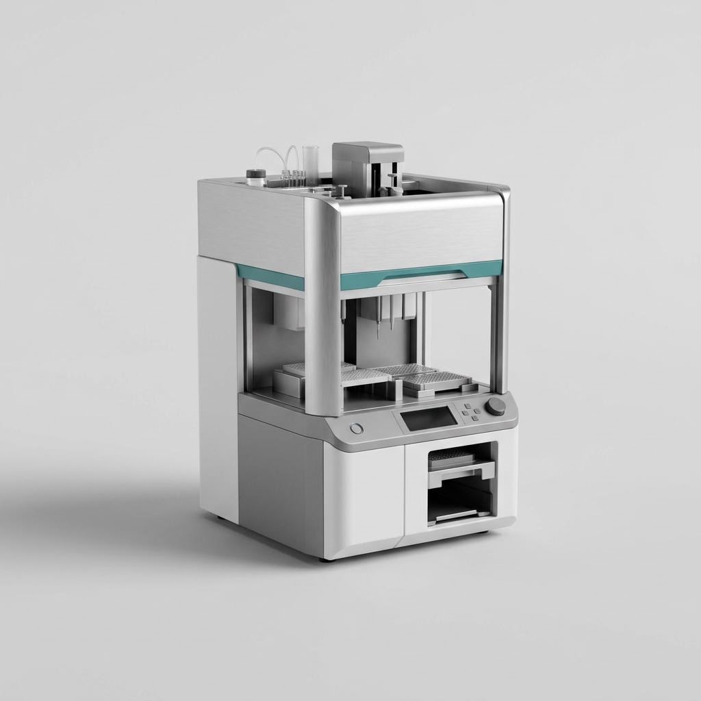 Illustratives Produkt-Rendering von Kompakte Workstation für Flüssigkeitshandhabung