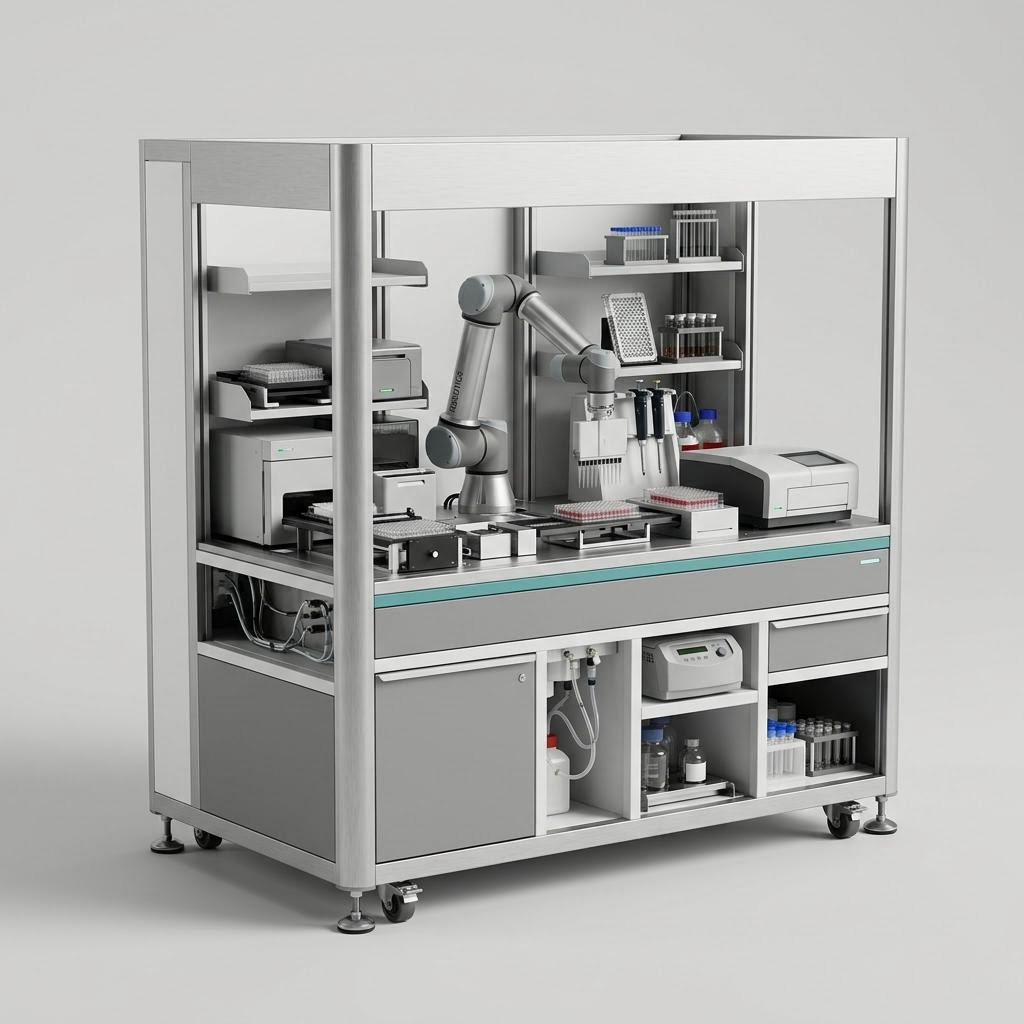 Illustratives Produkt-Rendering von Integrierte Labor-Arbeitszellen
