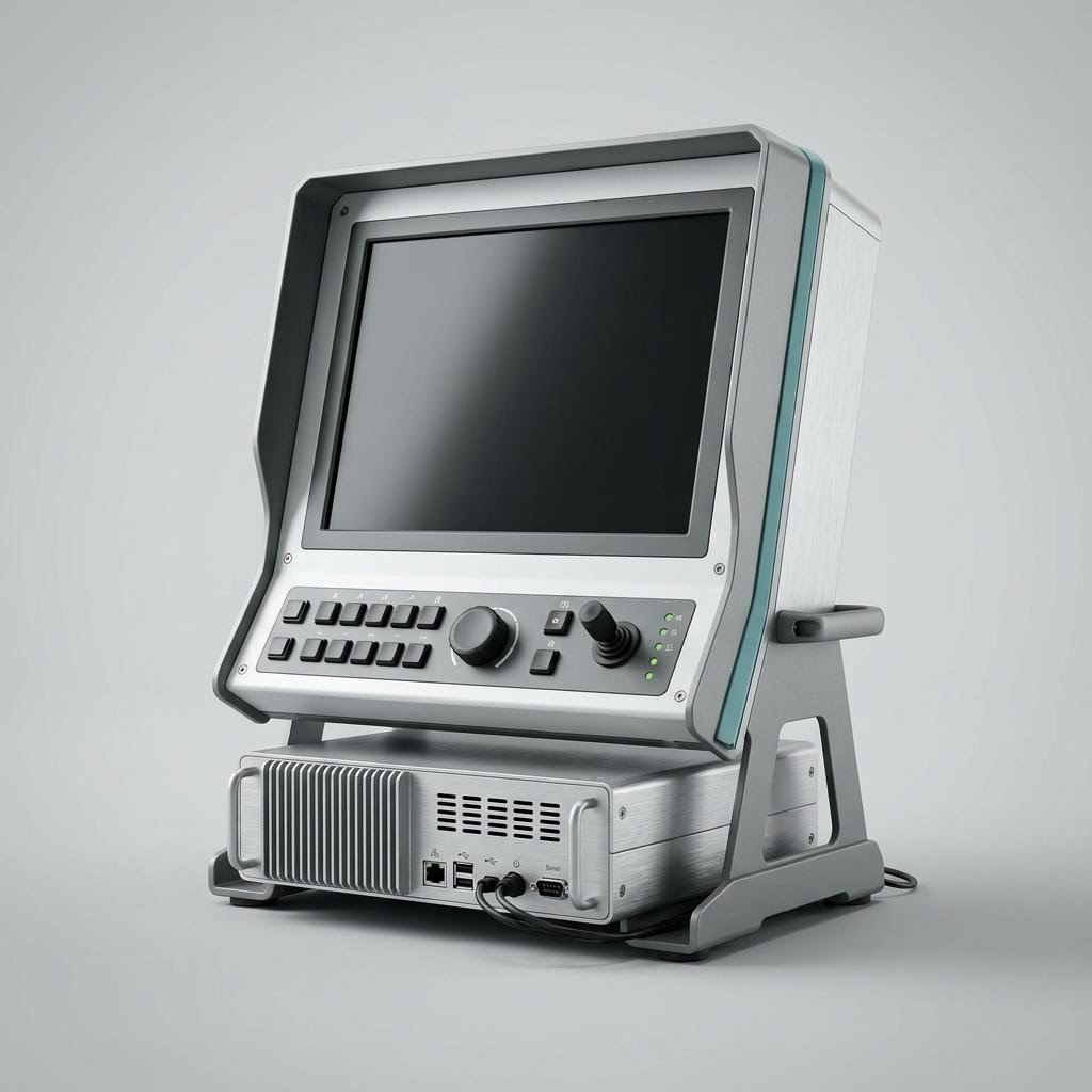 Illustratives Produkt-Rendering von Fertigungs-Digital-Twin & Steuerungssoftware