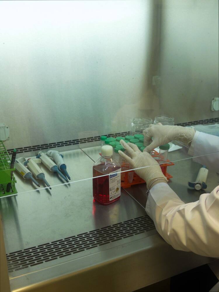 Labortechniker bei der Arbeit mit Zellkulturgeräten